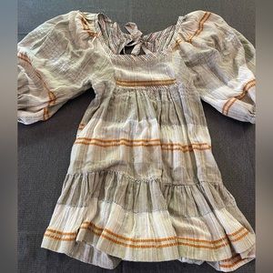 Free People Stripe Puff Sleeve Mini Dress Size Medium